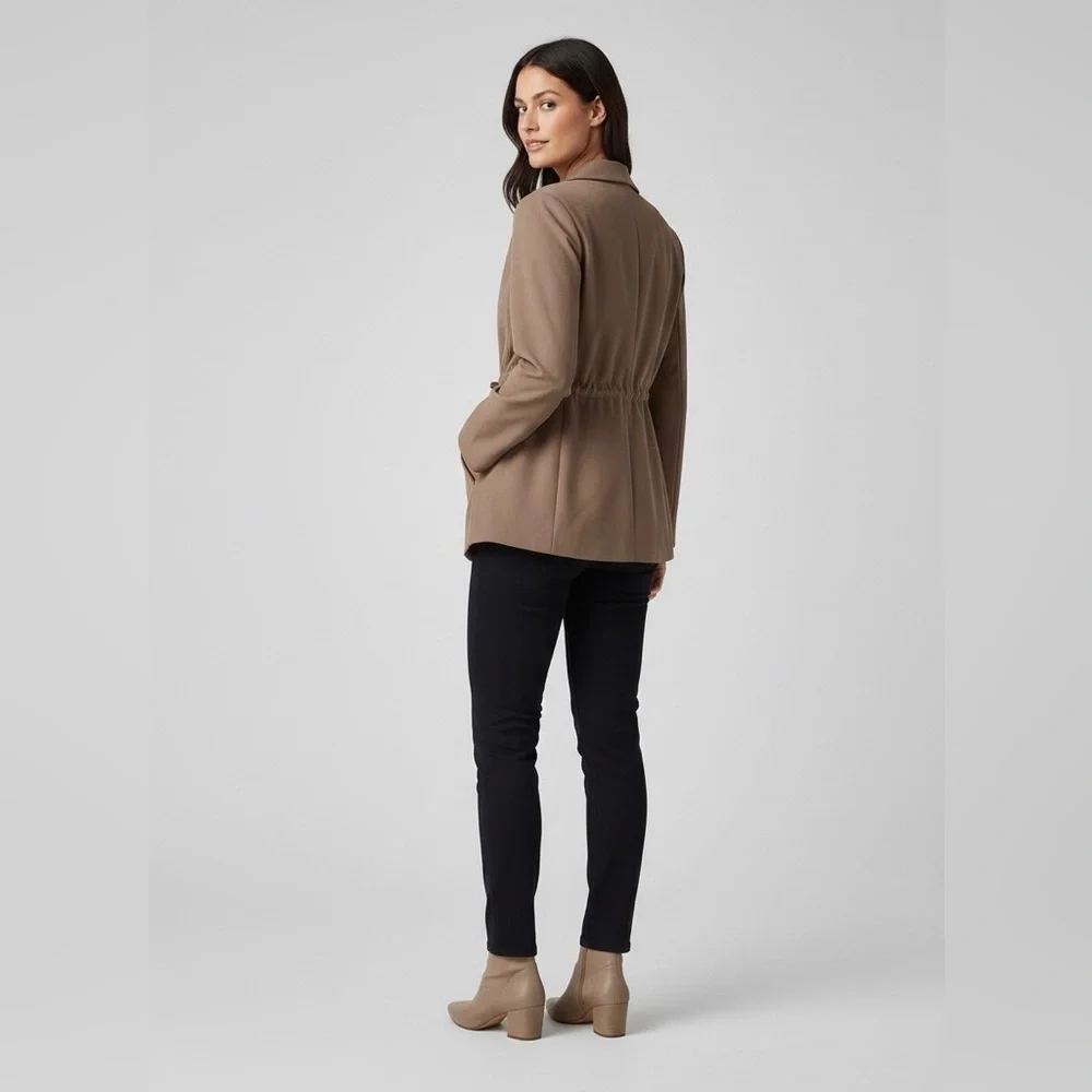 Athleta Women's Tan Lightweight Endless Tie Front Work Blazer Jacket size 16